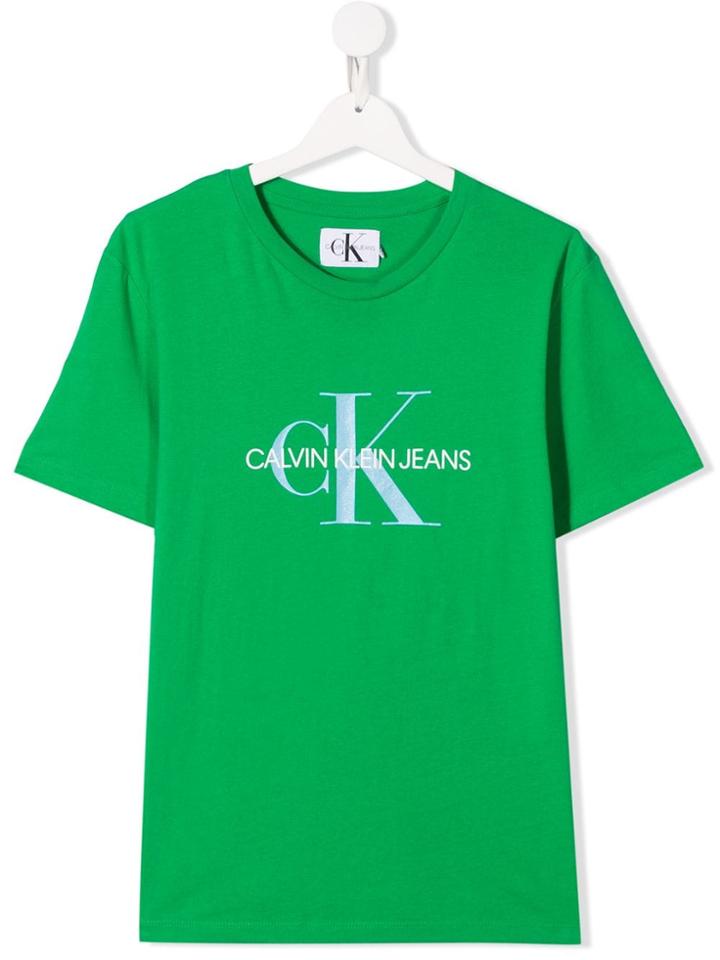 Calvin Klein Kids Teen Logo Print T-shirt - Green