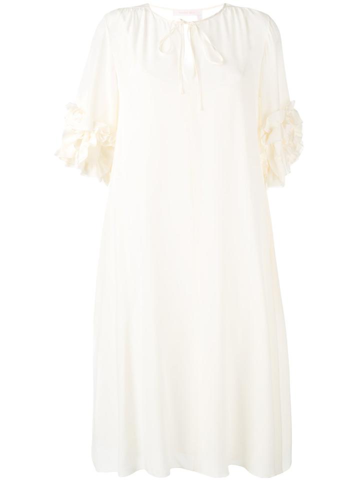 See By Chloé - Ruffled Sleeve Dress - Women - Silk/viscose - 40, Nude/neutrals, Silk/viscose