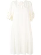 See By Chloé - Ruffled Sleeve Dress - Women - Silk/viscose - 40, Nude/neutrals, Silk/viscose
