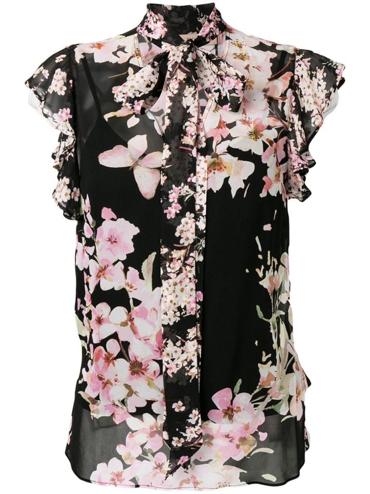 Twin-set Floral Sheer Blouse - Black