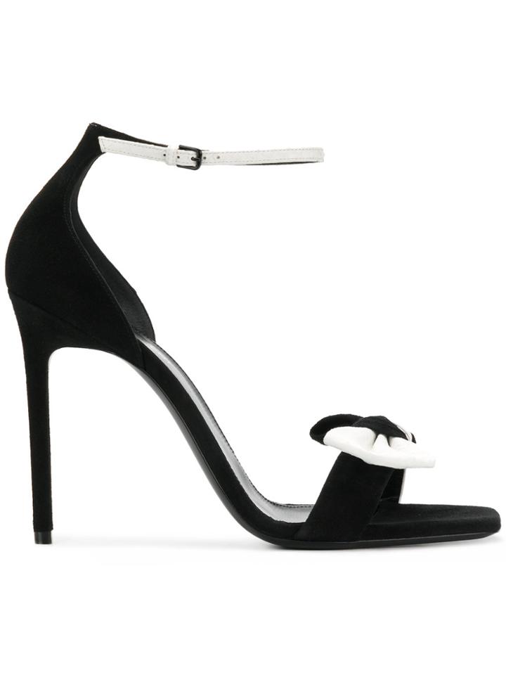 Saint Laurent Bow Front Ankle Strap Sandals - Black