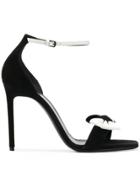 Saint Laurent Bow Front Ankle Strap Sandals - Black