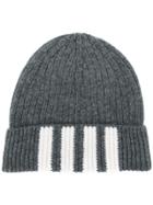 Thom Browne Stripe Hem Beanie - Grey