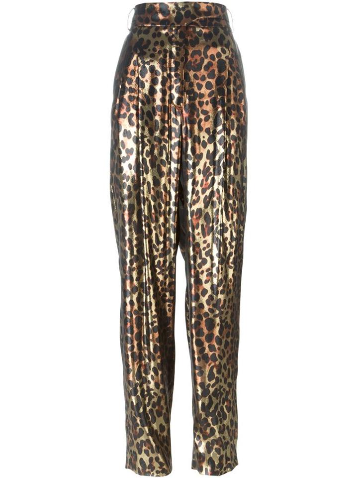 Lanvin Metallic Leopard Trousers, Women's, Size: 36, Brown, Silk/polyester