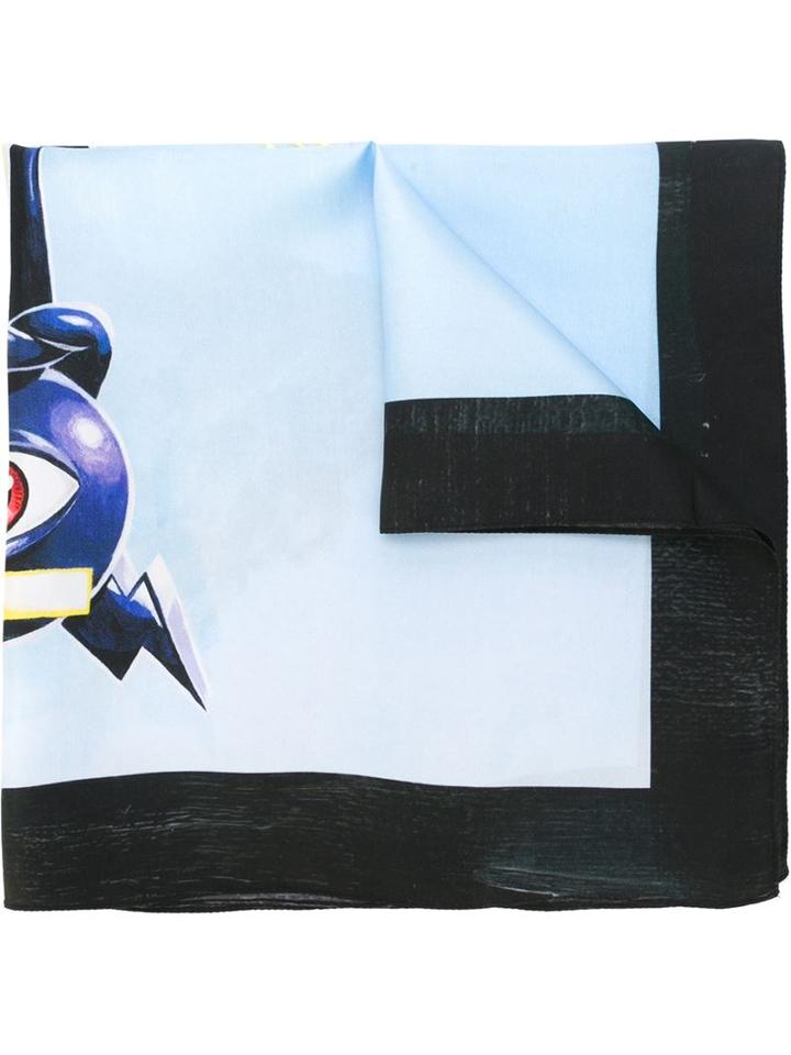 Walter Van Beirendonck Electric Eye Scarf, Adult Unisex, Blue, Silk