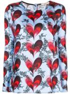 Odeeh Heart Printed Blouse - Blue