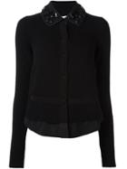 Moncler Embellished Collar Cardigan, Women's, Size: Small, Black, Polyester/cashmere/wool