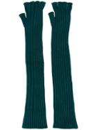 Maison Margiela Long Fingerless Gloves, Women's, Size: Small, Green, Polyamide/viscose/cashmere/wool