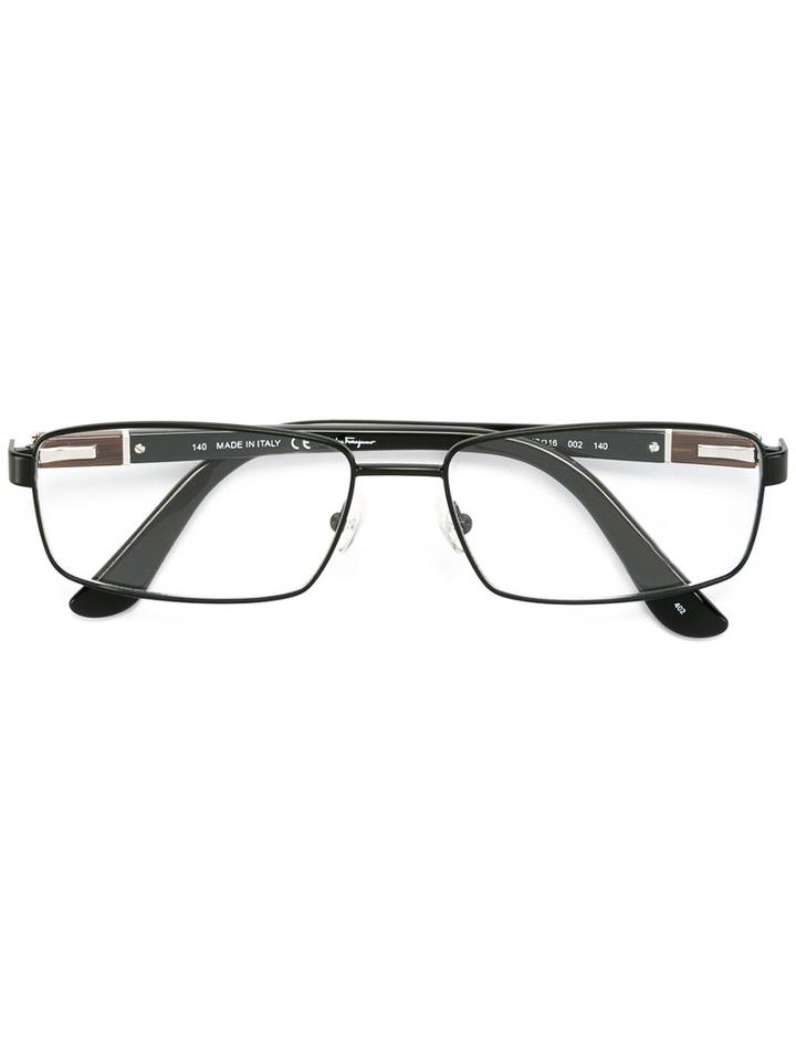 Salvatore Ferragamo Rectangular Frame Glasses, Black, Acetate/metal