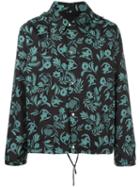 Ami Alexandre Mattiussi Plants Print Hooded Jacket, Men's, Size: Large, Black, Polyester/polyamide