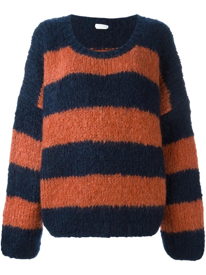 Chloé Striped Oversized Jumper, Women's, Size: Small, Blue, Cashmere/mohair/virgin Wool