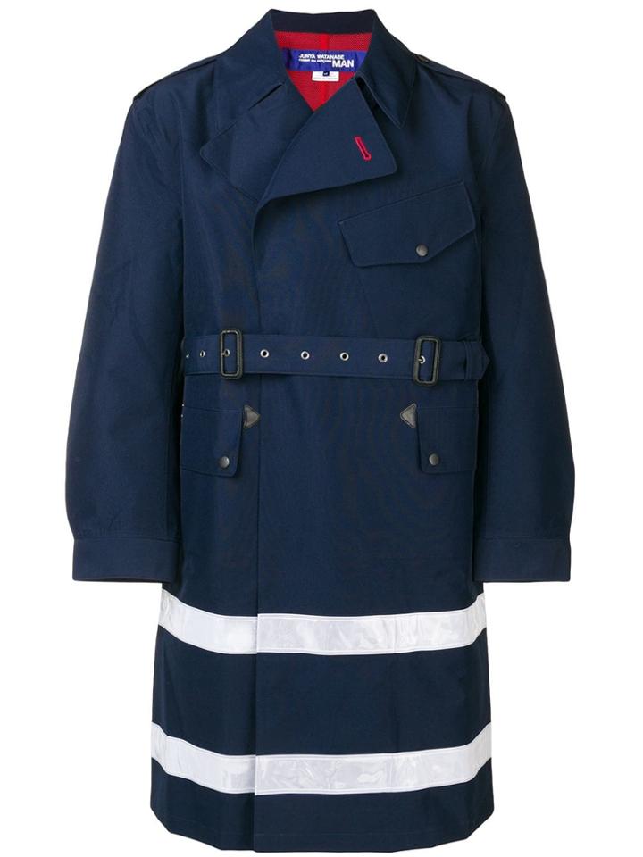 Junya Watanabe Man Reflective Stripe Trench Coat - Blue