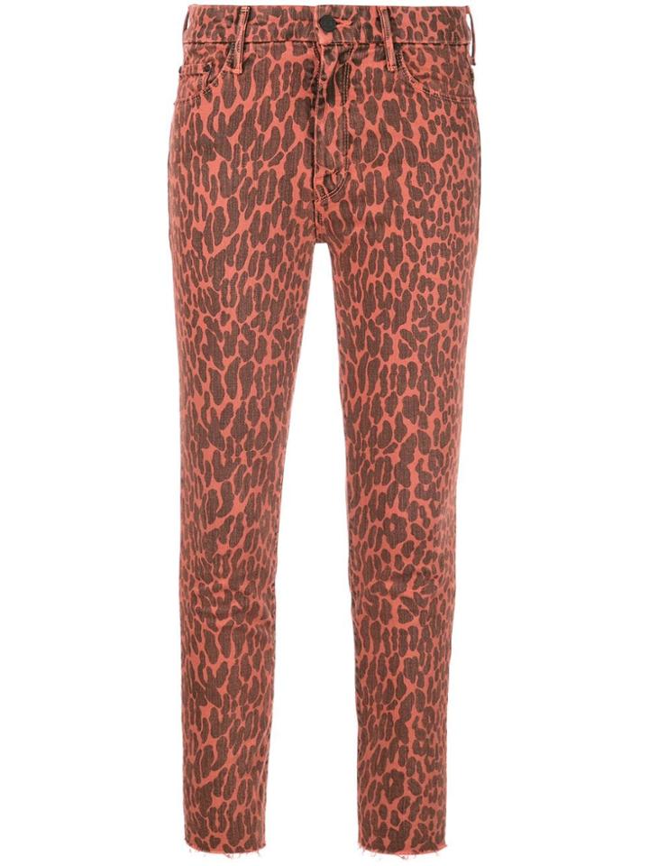 Mother Leopard Print Skinny Jeans - Red