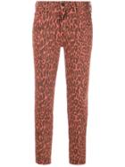 Mother Leopard Print Skinny Jeans - Red