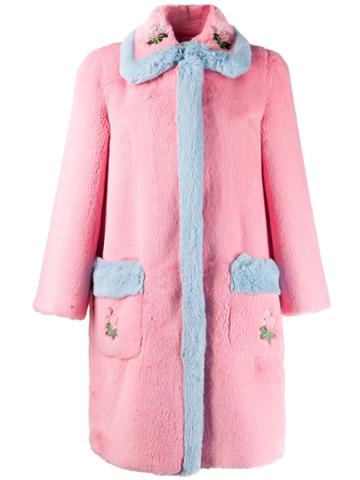 Vivetta Faux-fur Embroidered Coat - Pink