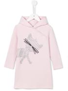 Il Gufo Cat Print Sweatshirt Dress, Toddler Girl's, Size: 4 Yrs, Pink/purple