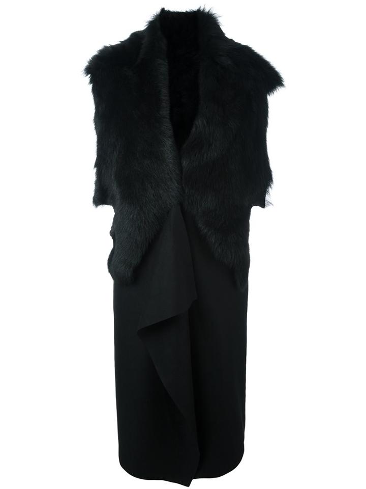 Andrea Ya'aqov Fur Waistcoat, Women's, Size: Small, Black, Sheep Skin/shearling/polyester/cashmere/virgin Wool