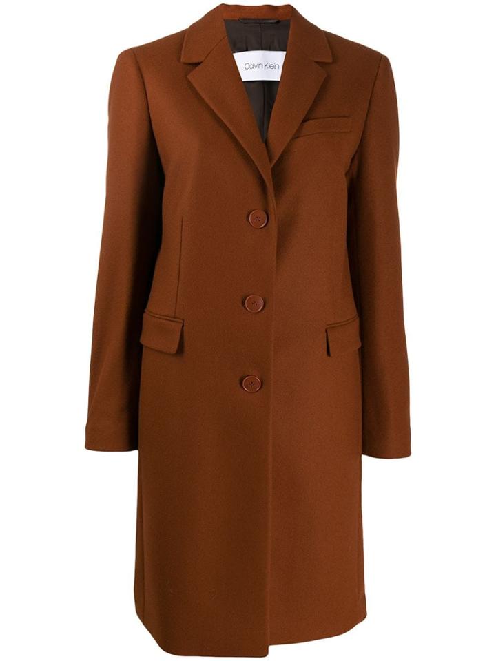 Calvin Klein Single-breasted Coat - Brown