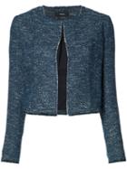 Theory Cropped Bouclé Jacket, Women's, Size: 12, Blue, Cotton/viscose