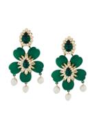 Shourouk Embellished Floral Earrings - Green