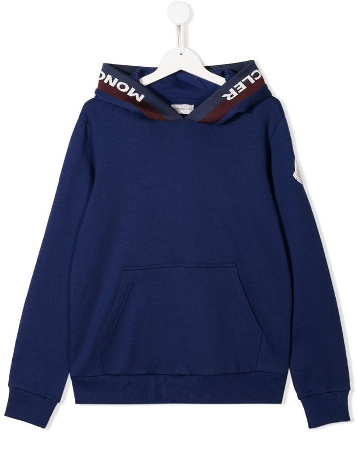 Moncler Kids Branded Hoodie - Blue
