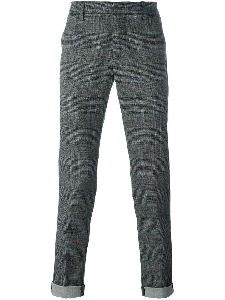 Dondup Glen Check Chinos, Men's, Size: 32, Grey, Cotton/viscose/spandex/elastane