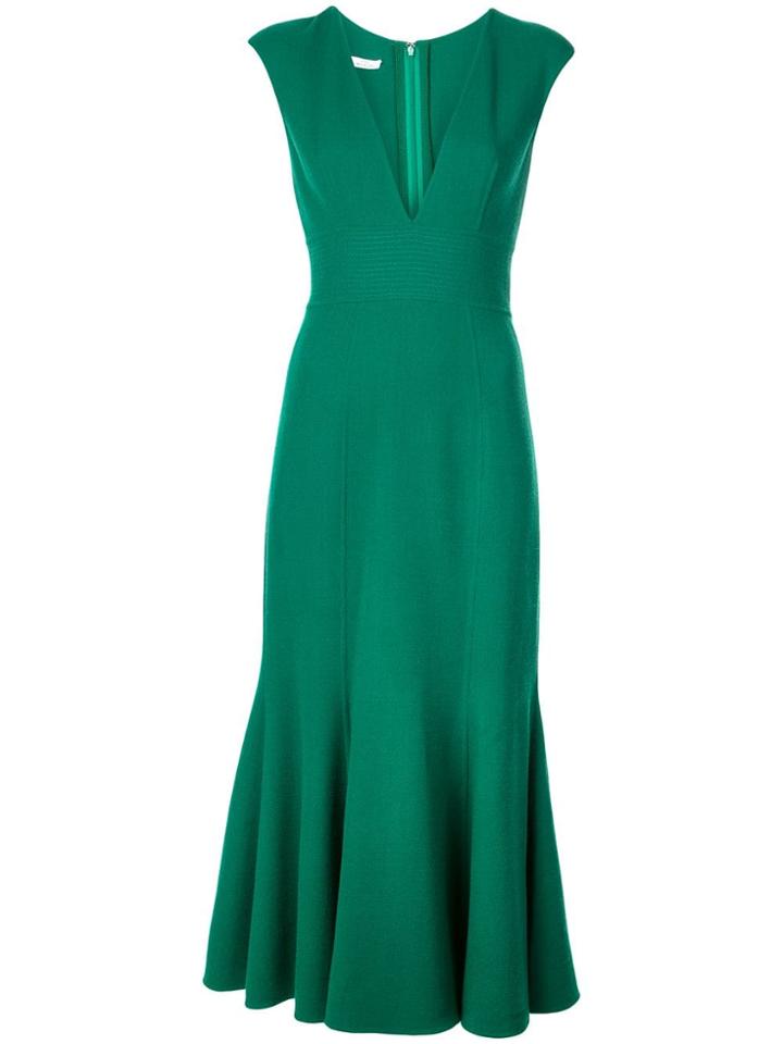 Oscar De La Renta Fishtail Midi Dress - Green