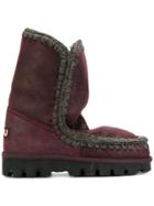 Mou Stitched Winter Boots - Pink & Purple