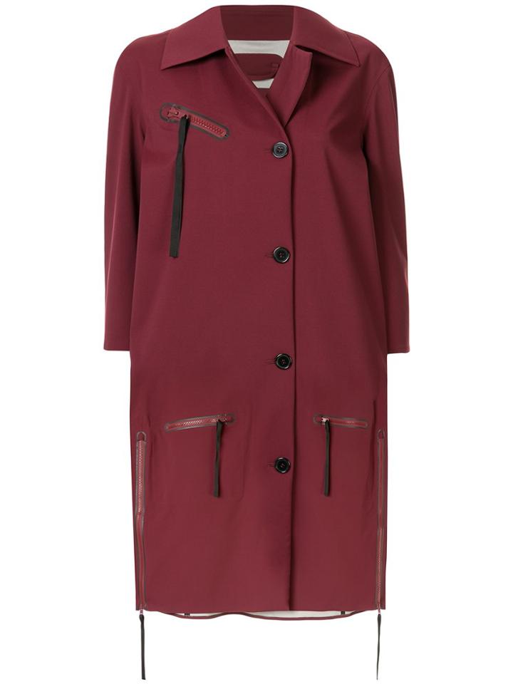 Yang Li Oversized Midi Coat - Red