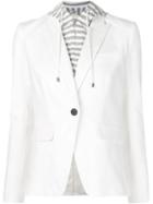 Veronica Beard Layered Hooded Blazer, Women's, Size: 6, White, Cotton/spandex/elastane