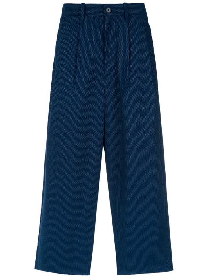 À La Garçonne Straight Cropped Trousers - Blue