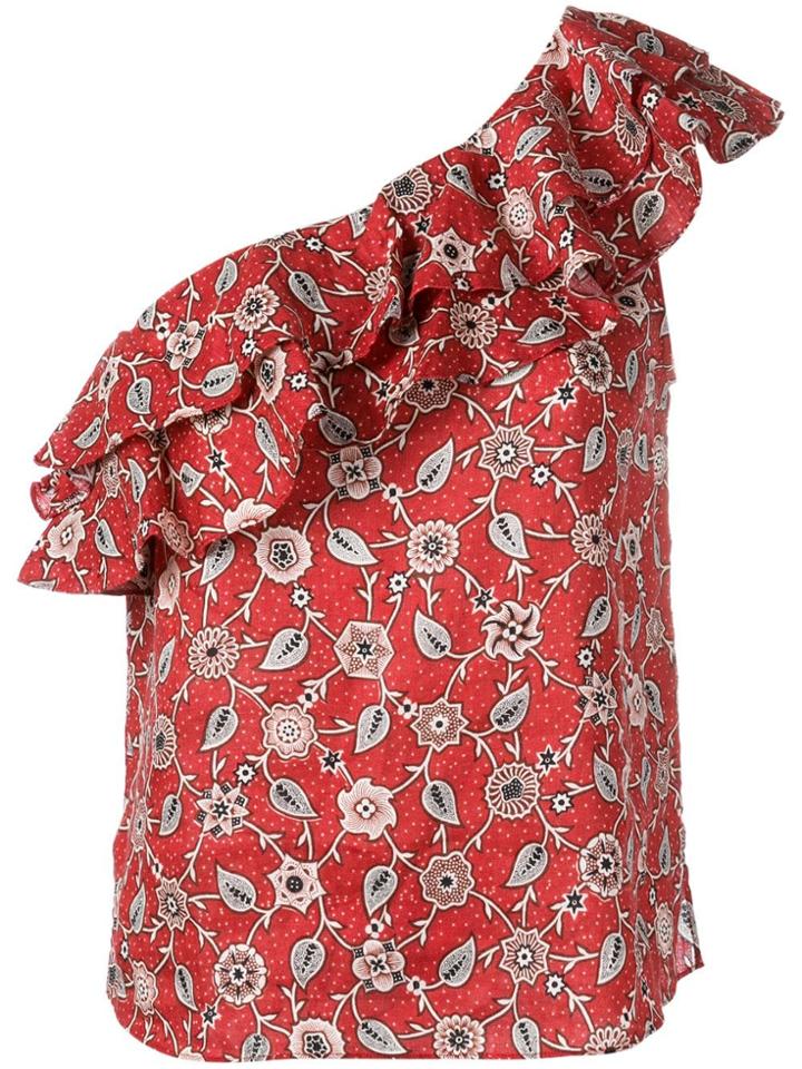 Isabel Marant Étoile One Shoulder Floral Top - Red