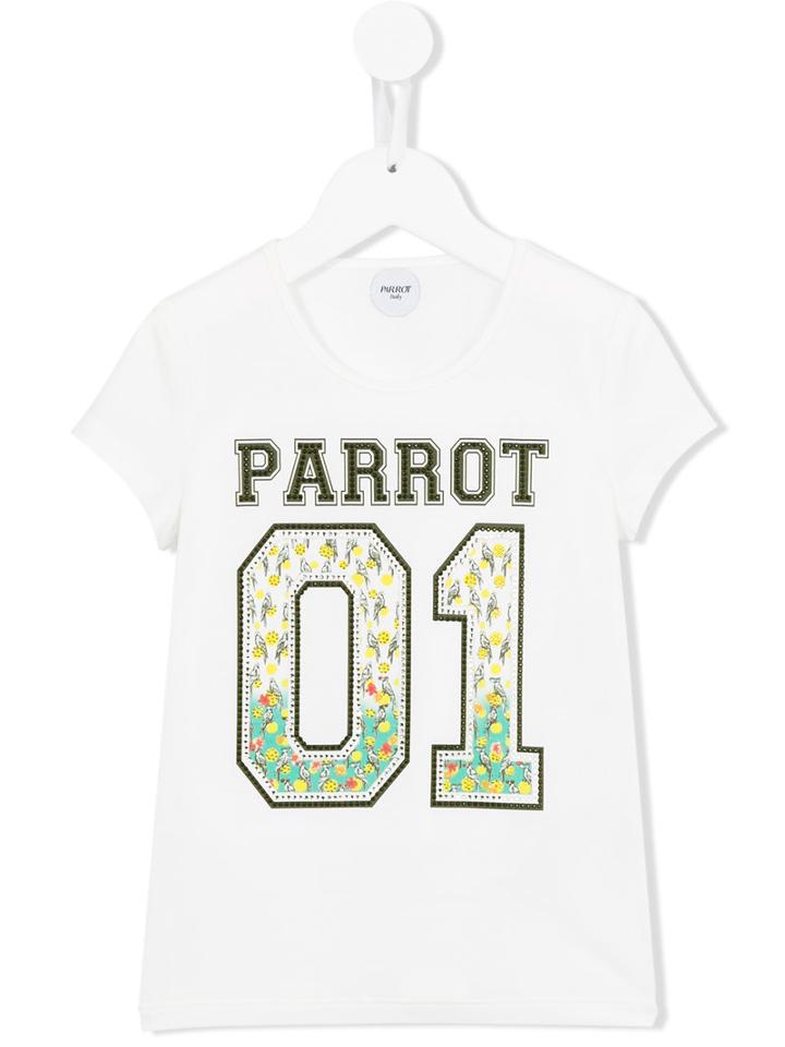 Parrot Kids Logo Print T-shirt, Girl's, Size: 8 Yrs, White
