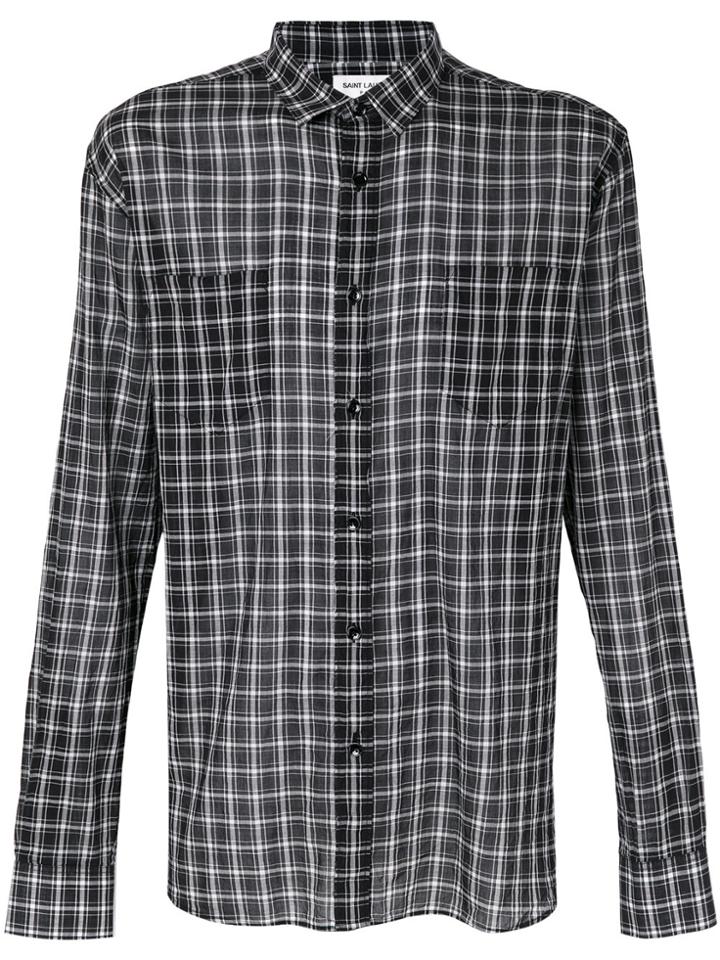 Saint Laurent Checked Shirt - Black