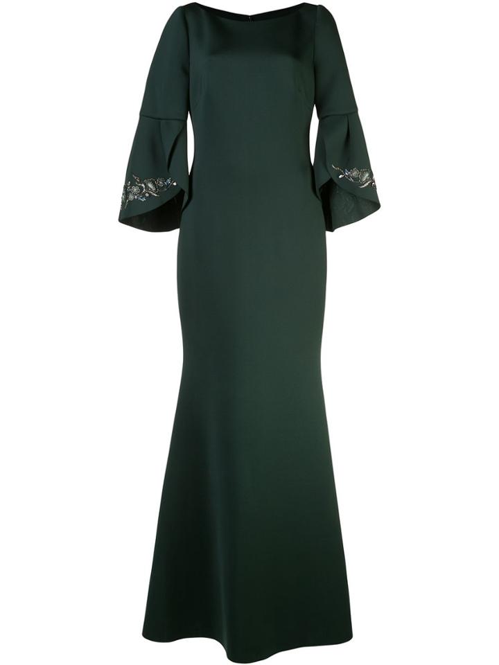 Badgley Mischka A-line Flared Sleeve Dress - Green