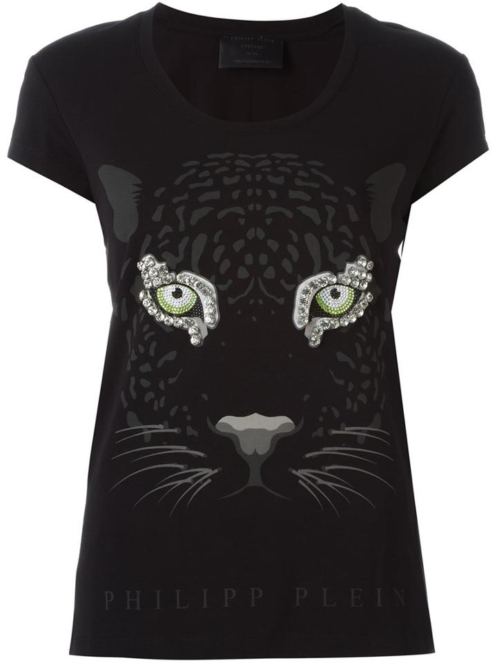Philipp Plein 'kitten Eyes' T-shirt, Women's, Size: Xs, Black, Cotton/spandex/elastane