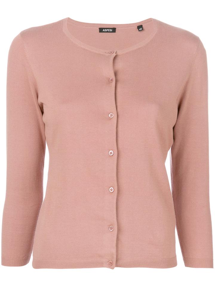 Aspesi Round Neck Cardigan - Nude & Neutrals