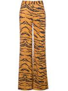 Adam Lippes Tiger Print Straight Leg Trousers - Orange