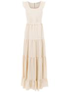 Martha Medeiros Long Panelled Dress - Nude & Neutrals