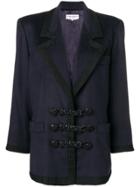 Yves Saint Laurent Vintage Embroidered Trim Jacket - Blue