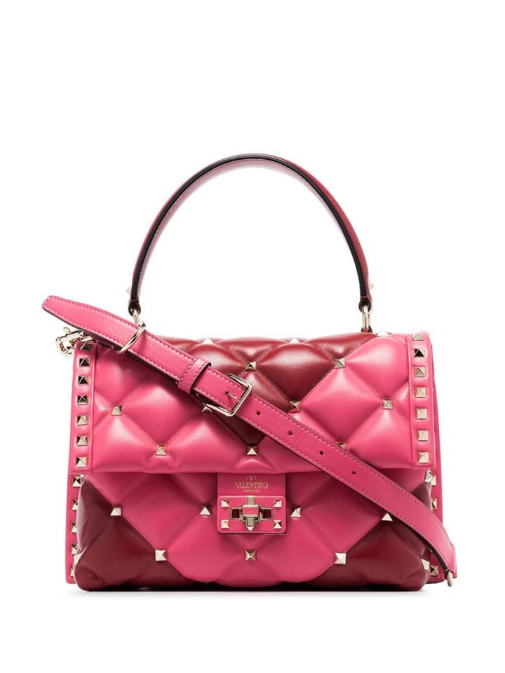 Valentino Pink Garavani Candystud Quilted-leather Shoulder Bag - Red