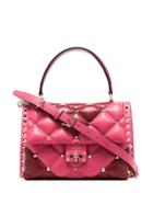 Valentino Pink Garavani Candystud Quilted-leather Shoulder Bag - Red