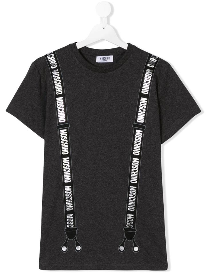 Moschino Kids Teen Trompe L'oeil Logo Print T-shirt - Grey