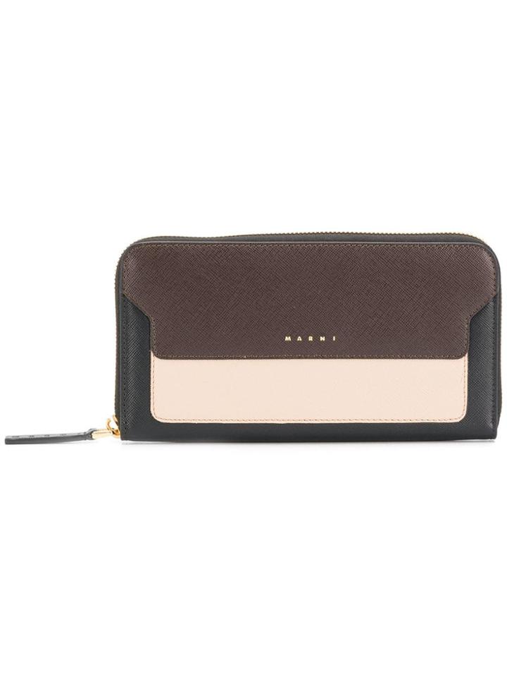 Marni Logo Large Zip Wallet - Brown