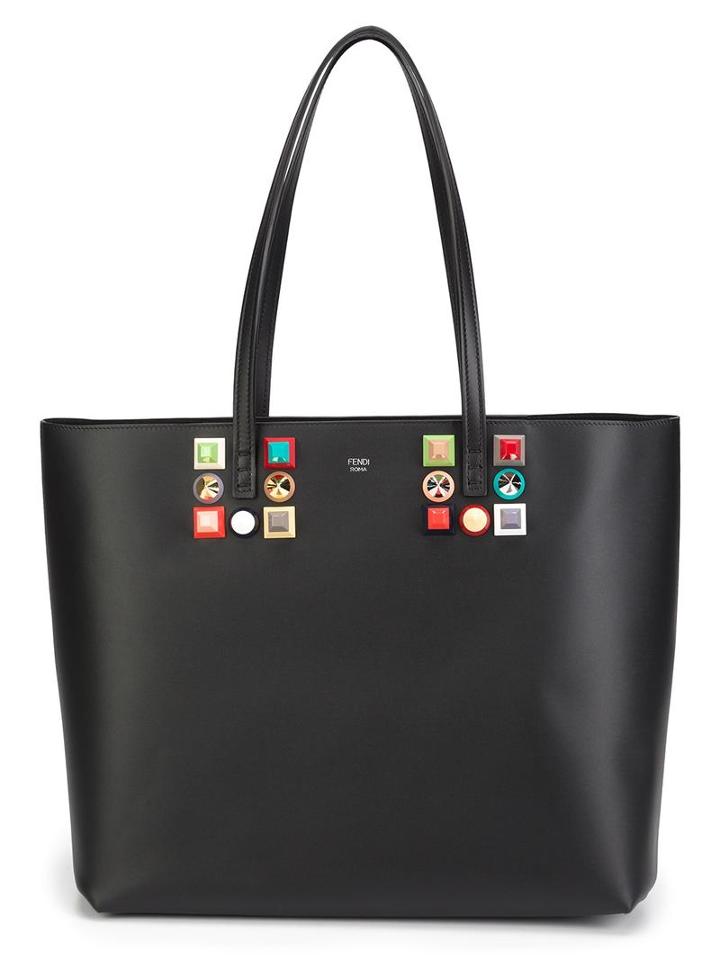 Fendi Stud Detail Shopper Tote, Women's, Black