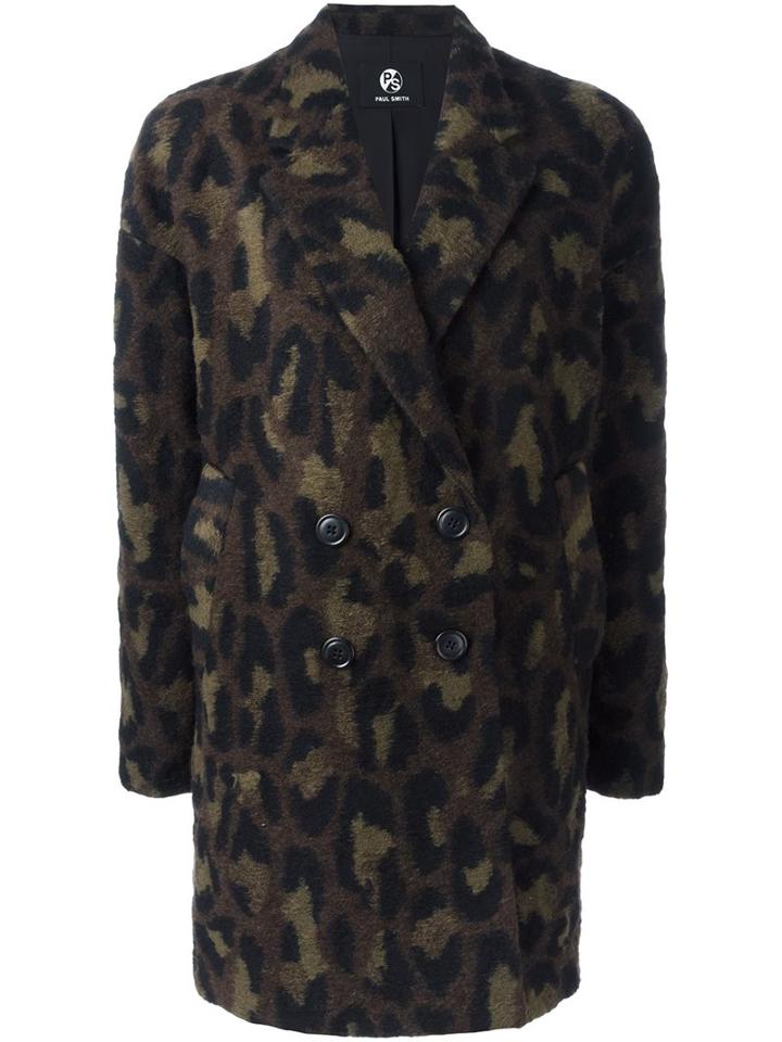 Ps By Paul Smith 'double-breasted Leo' Coat, Women's, Size: 44, Green, Polyamide/polyester/viscose/wool