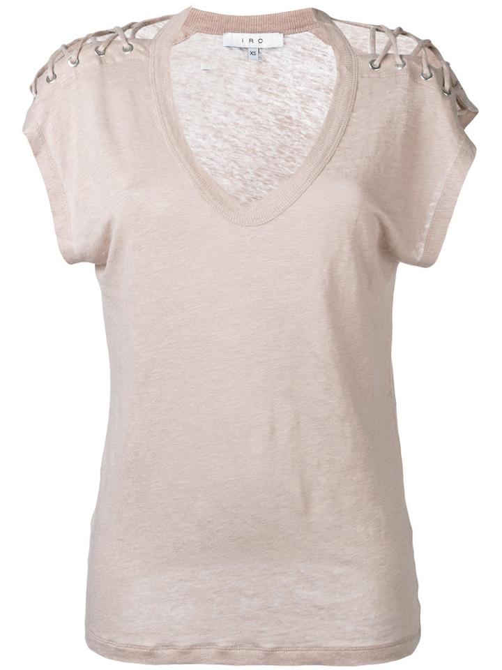 Iro Lace-up T-shirt, Women's, Size: Small, Pink/purple, Linen/flax