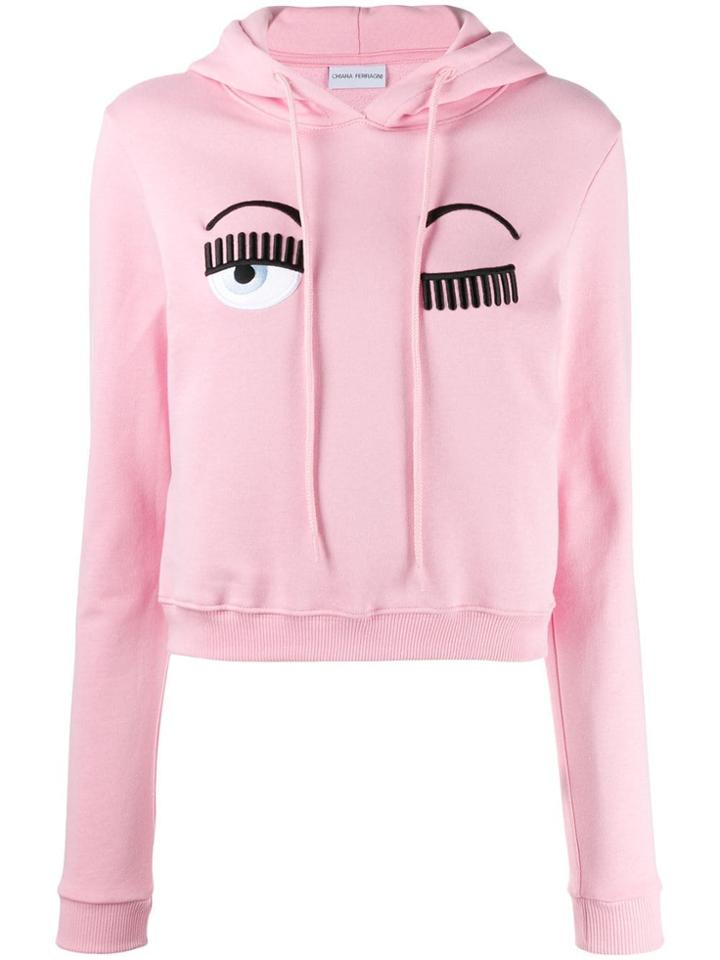 Chiara Ferragni Logo Embroidered Hoodie - Pink