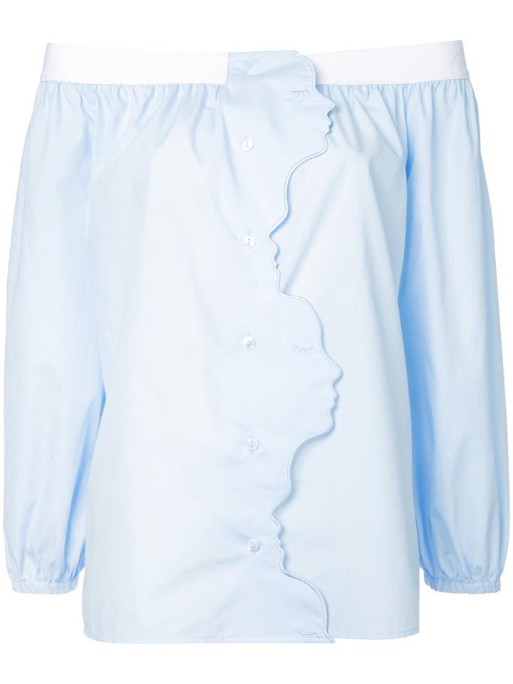 Vivetta Off-shoulder Silhouette Blouse, Women's, Size: 38, Blue, Cotton