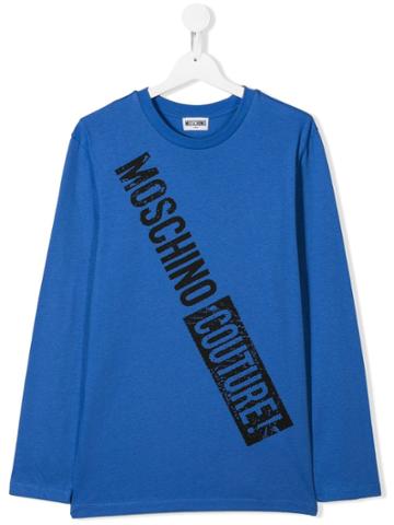 Moschino Kids Logo Long-sleeve Top - Blue